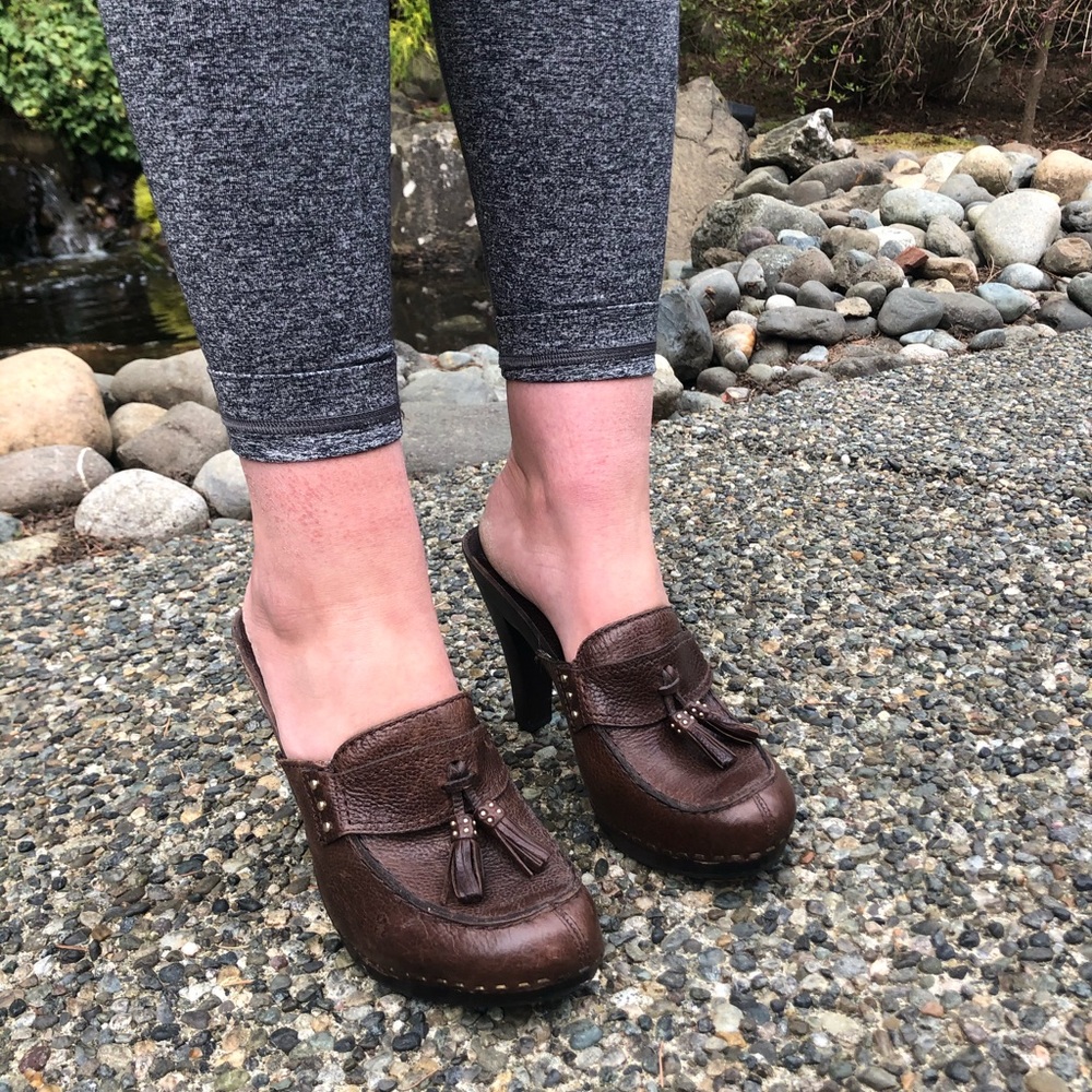 Michael Kors Brown  Leather mules